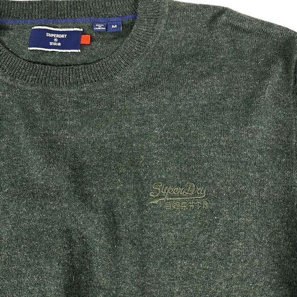 Superdry Mens Hunter Green Knit Crewneck Pullover Size Medium - Picture 4 of 5
